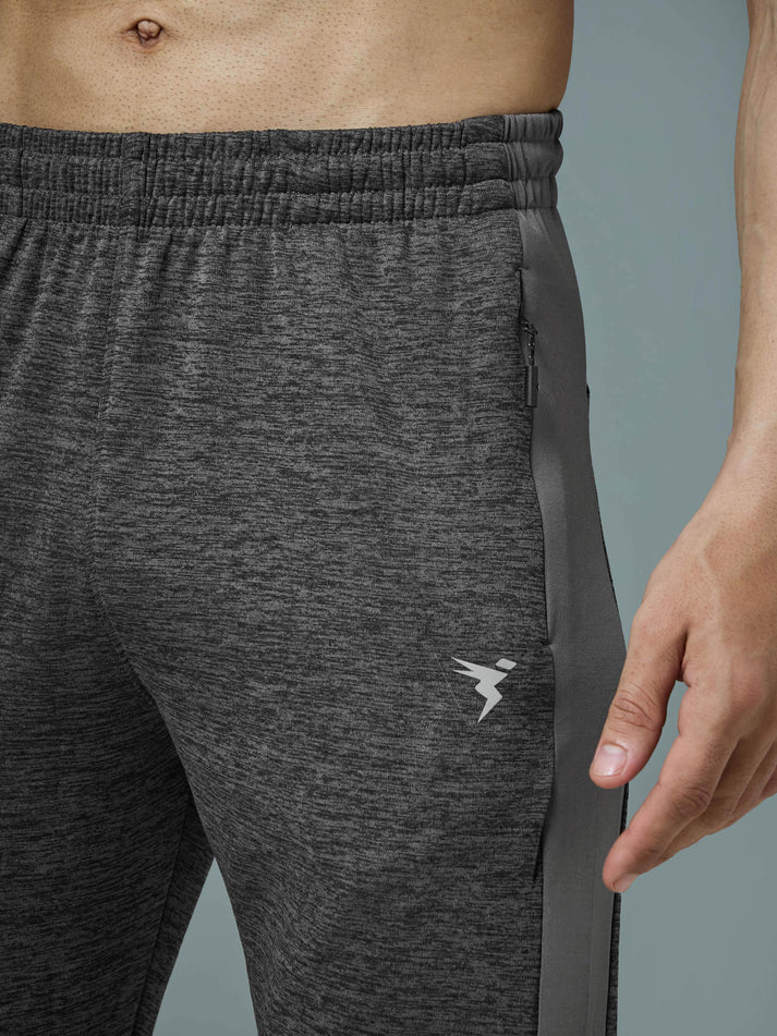 OR19 Men Melange Slim Fit Trackpants with TECHNO DRY | STONE GREY MELANGE
