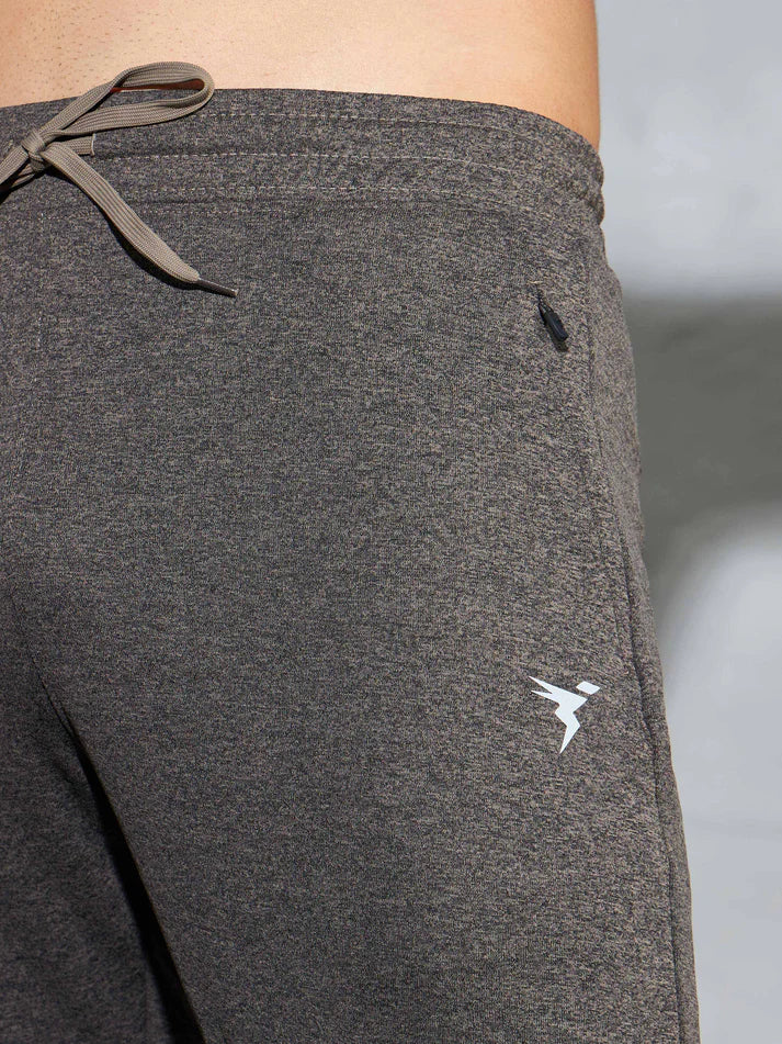 Men Melange Slim Fit Trackpants with TECHNO DRY | STONE GREY