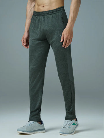 OR19 | Men Melange Slim Fit Trackpants with TECHNO DRY | TREKKING GREEN
