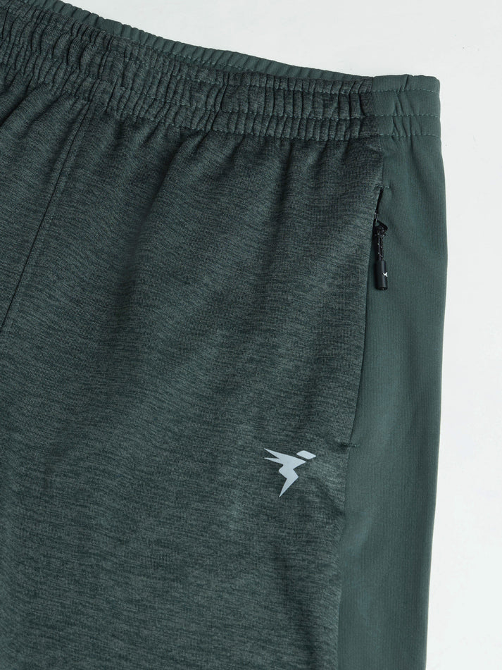 OR19 | Men Melange Slim Fit Trackpants with TECHNO DRY | TREKKING GREEN