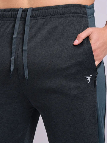 OR19 Men Melange Slim Fit Trackpants with TECHNO DRY | LIGHT CARBON MELANGE