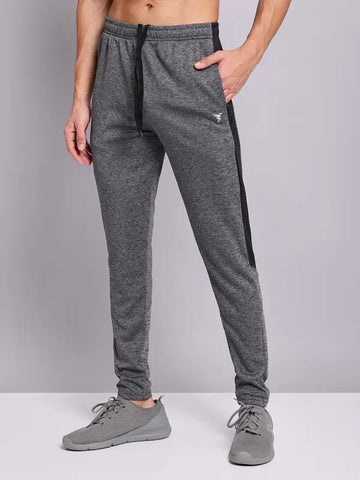 OR19 Men Melange Slim Fit Trackpants with TECHNO DRY | DARK CARBON MELANGE