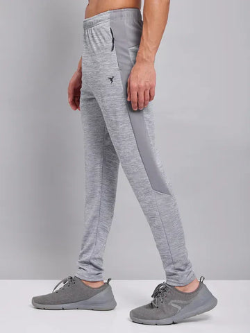 OR19 Men Melange Slim Fit Trackpants with TECHNO DRY |LIGHT GREY MELANGE