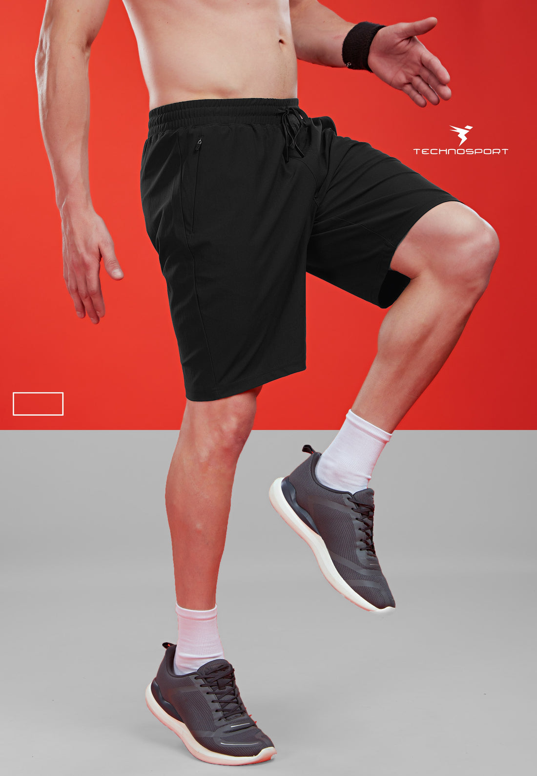 OR206 MEN SOLID STRETCH SHORTS WITH DURACOOL+ | BLACK