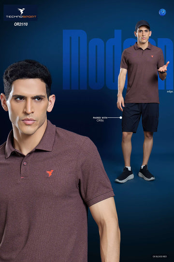 OR21 MENS POLO NECK HALF SLEEVE | CHOCLATE TRUFFLE