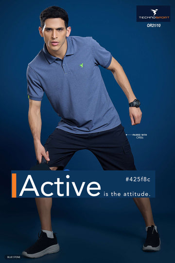 OR21 MENS POLO NECK HALF SLEEVE | BLUE STONE