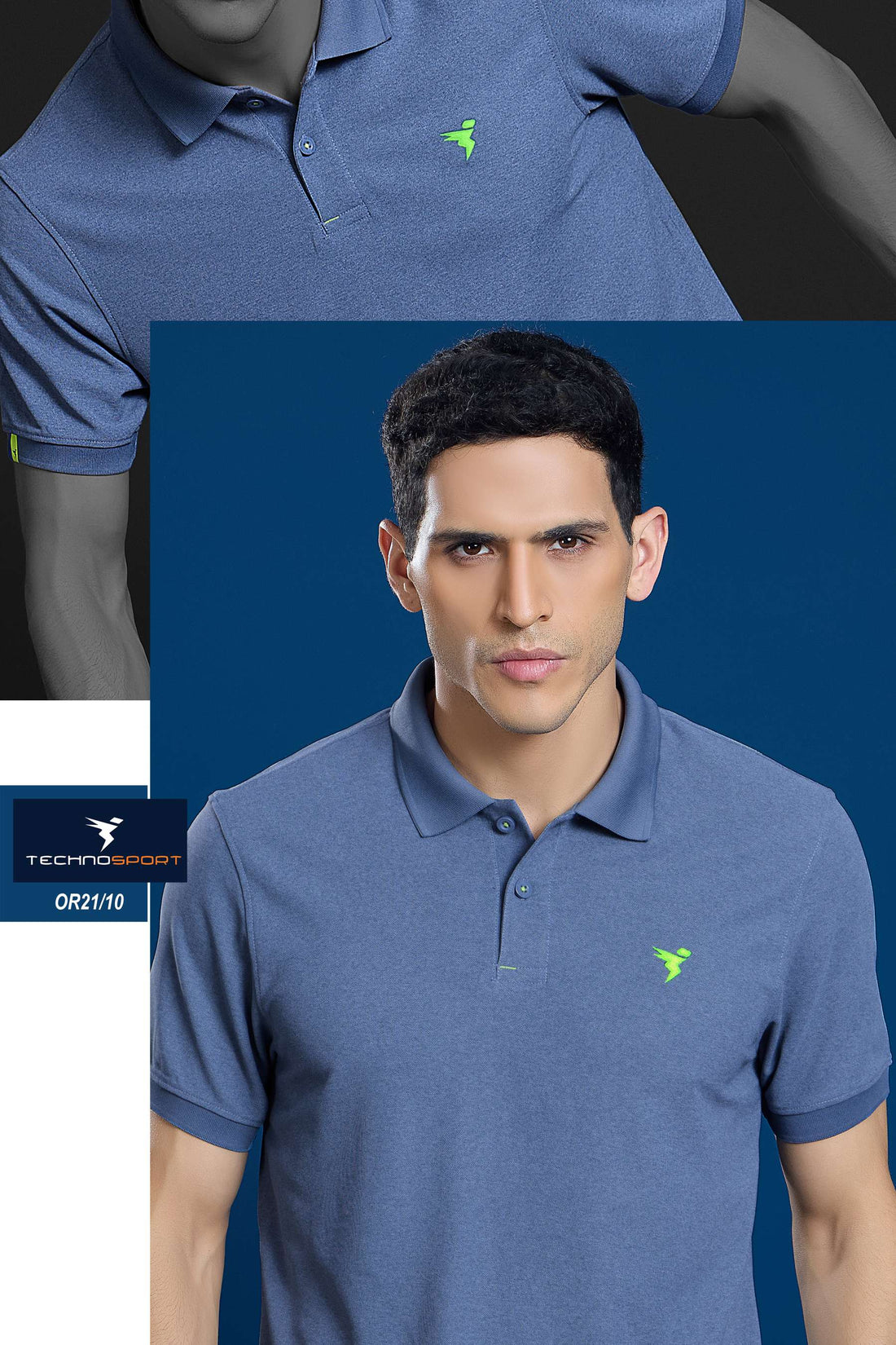 OR21 MENS POLO NECK HALF SLEEVE | BLUE STONE
