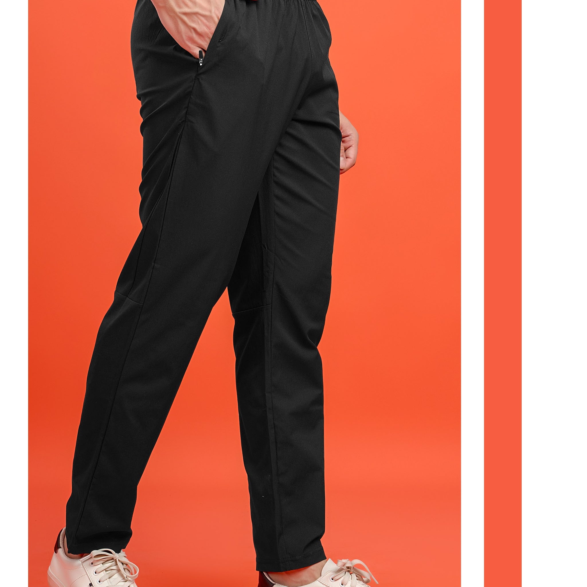 OR229 Men Solid Regular Fit Trackpants | BLACK