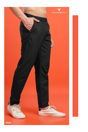 OR229 Men Solid Regular Fit Trackpants | BLACK