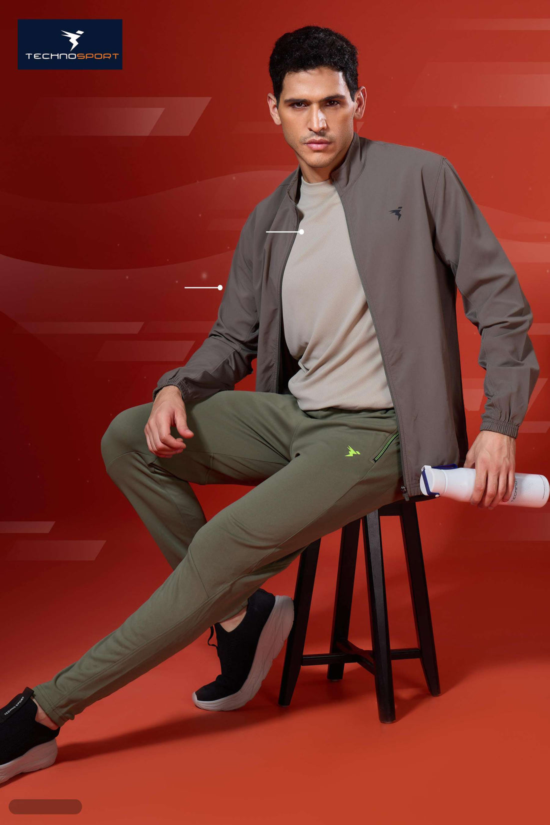 OR25 Men Solid Slim Fit Trackpants with TECHNO DRY | SMOKEY OLIVE