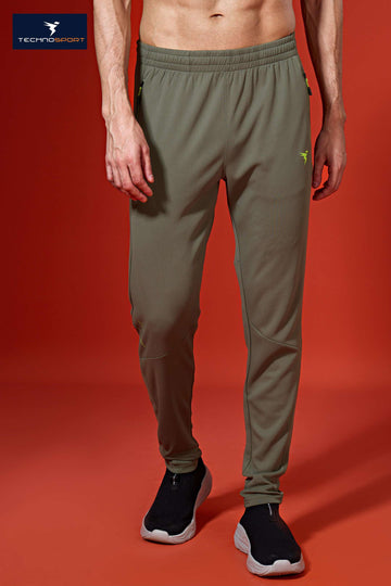 OR25 Men Solid Slim Fit Trackpants with TECHNO DRY | SMOKEY OLIVE