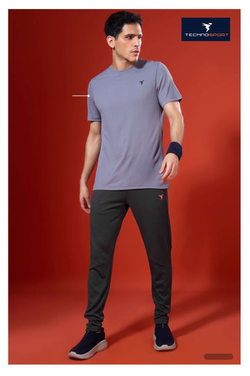 OR25 Men Solid Slim Fit Trackpants with TECHNO DRY | WOOLAND GREY