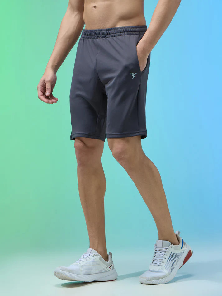 OR26 Men Solid Slim Fit Shorts with TECHNO DRY| WOODLAND GREY