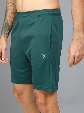 OR26 Men Solid Slim Fit Shorts with TECHNO DRY| TREKKING GREEN