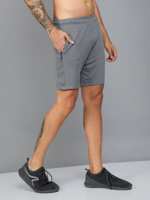 OR26 Men Solid Slim Fit Shorts with TECHNO DRY| IRON GREY