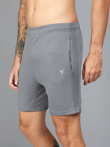 OR26 Men Solid Slim Fit Shorts with TECHNO DRY| IRON GREY