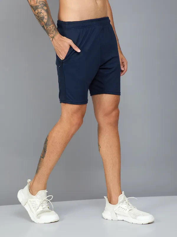 OR26 Men Solid Slim Fit Shorts with TECHNO DRY| NAVY