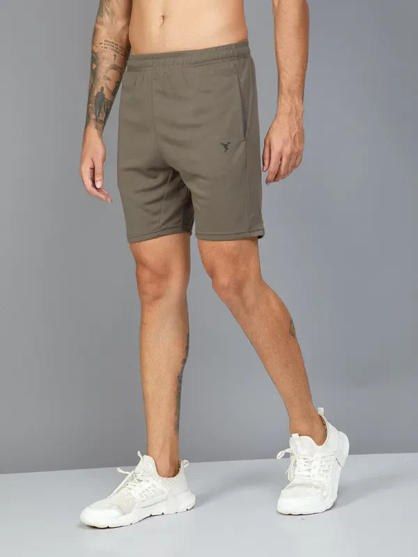 OR26 Men Solid Slim Fit Shorts with TECHNO DRY| STONE GREY