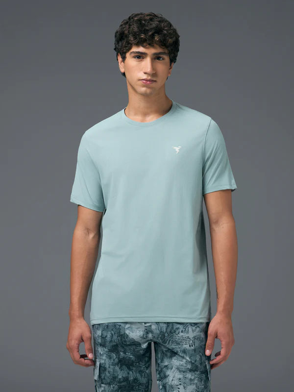 OR30 Mens Crew Neck Slim Fit Half Sleeve T-Shirt | AQUA GREY
