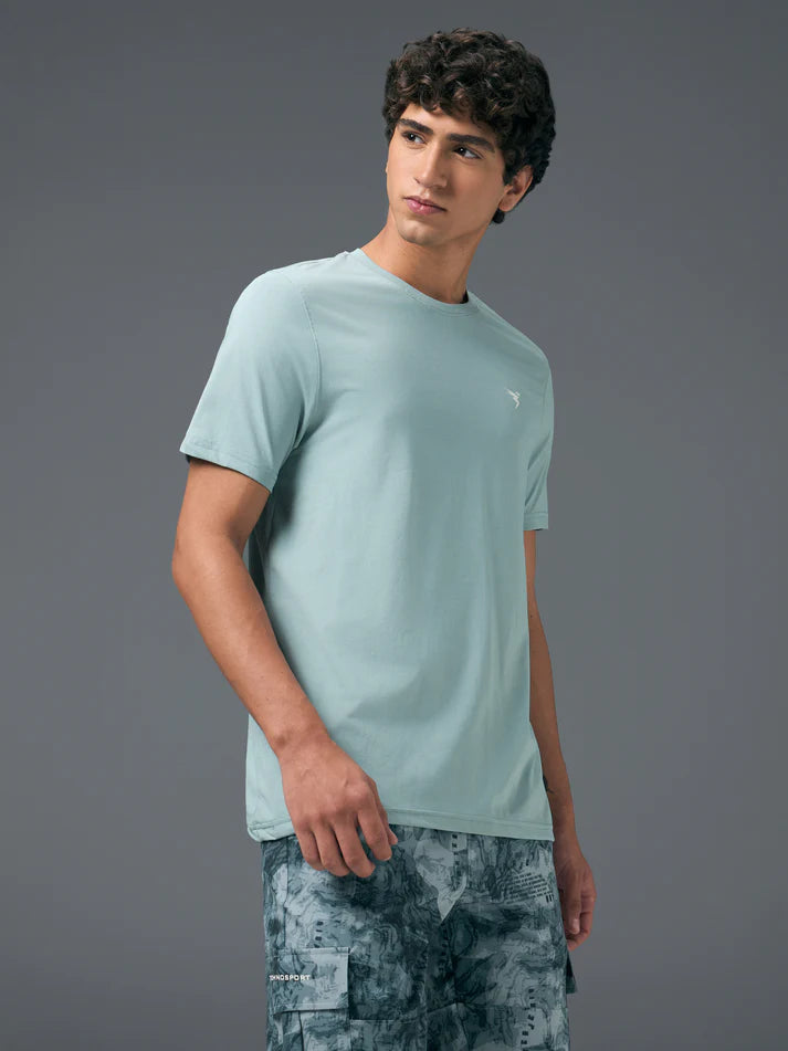 OR30 Mens Crew Neck Slim Fit Half Sleeve T-Shirt | AQUA GREY
