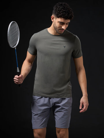 OR30 Mens Crew Neck Slim Fit Half Sleeve T-Shirt | SMOKEY OLIVE