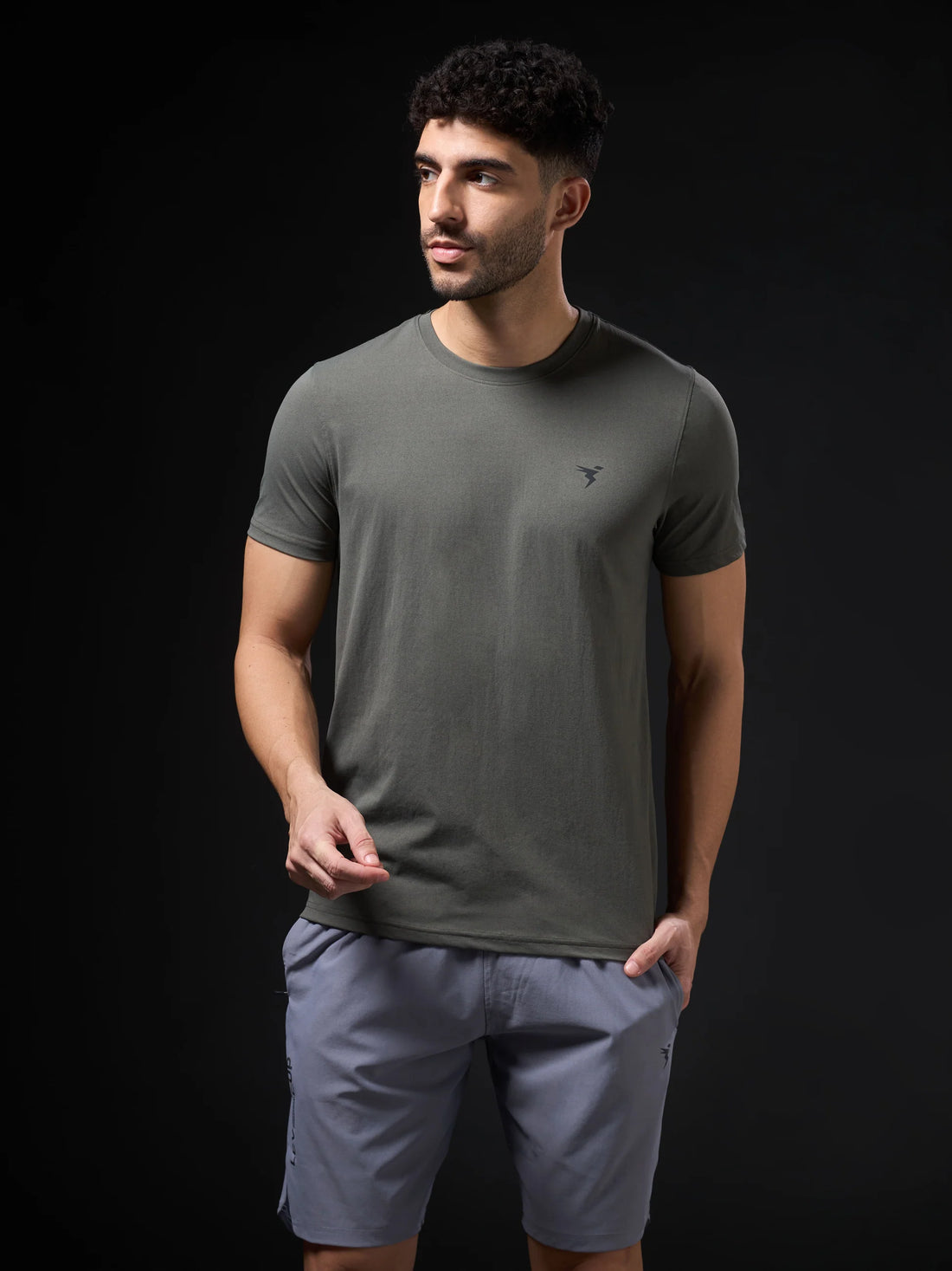 OR30 Mens Crew Neck Slim Fit Half Sleeve T-Shirt | SMOKEY OLIVE