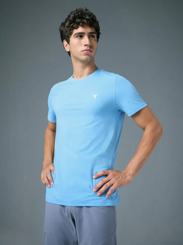OR30 Mens Crew Neck Slim Fit Half Sleeve T-Shirt | SKY BLUE