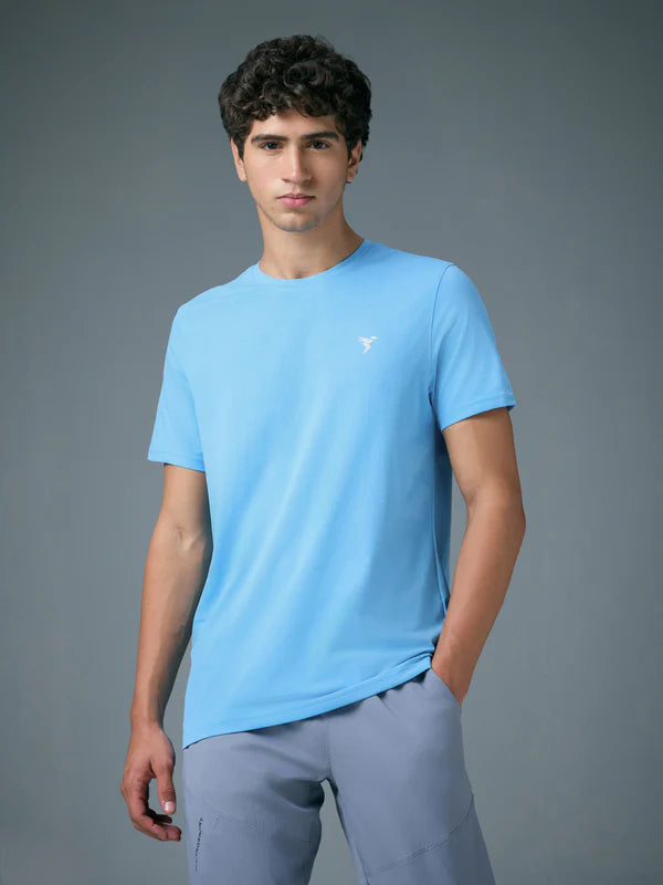 OR30 Mens Crew Neck Slim Fit Half Sleeve T-Shirt | SKY BLUE