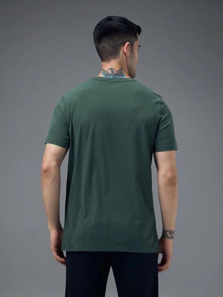 OR30 Mens Crew Neck Slim Fit Half Sleeve T-Shirt |TREKKING GREEN