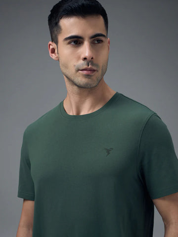 OR30 Mens Crew Neck Slim Fit Half Sleeve T-Shirt |TREKKING GREEN