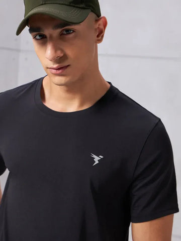 OR30 Mens Crew Neck Slim Fit Half Sleeve T-Shirt |BLACK