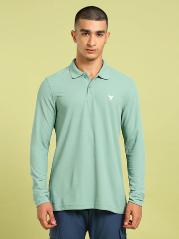 OR37 Men Solid Slim Fit Polo T-shirt with MATPIQ | LAKE GREEN
