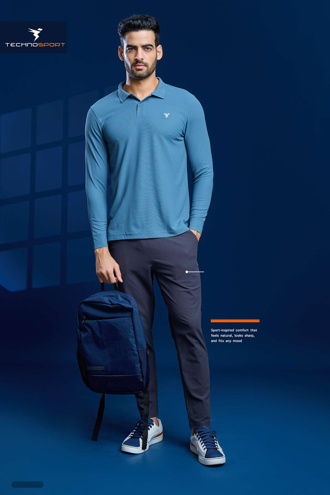 OR37 Men Solid Slim Fit Polo T-shirt with MATPIQ | BLUE STONE