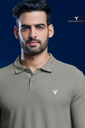 OR37 Men Solid Slim Fit Polo T-shirt with MATPIQ | SMOKEY OLIVE