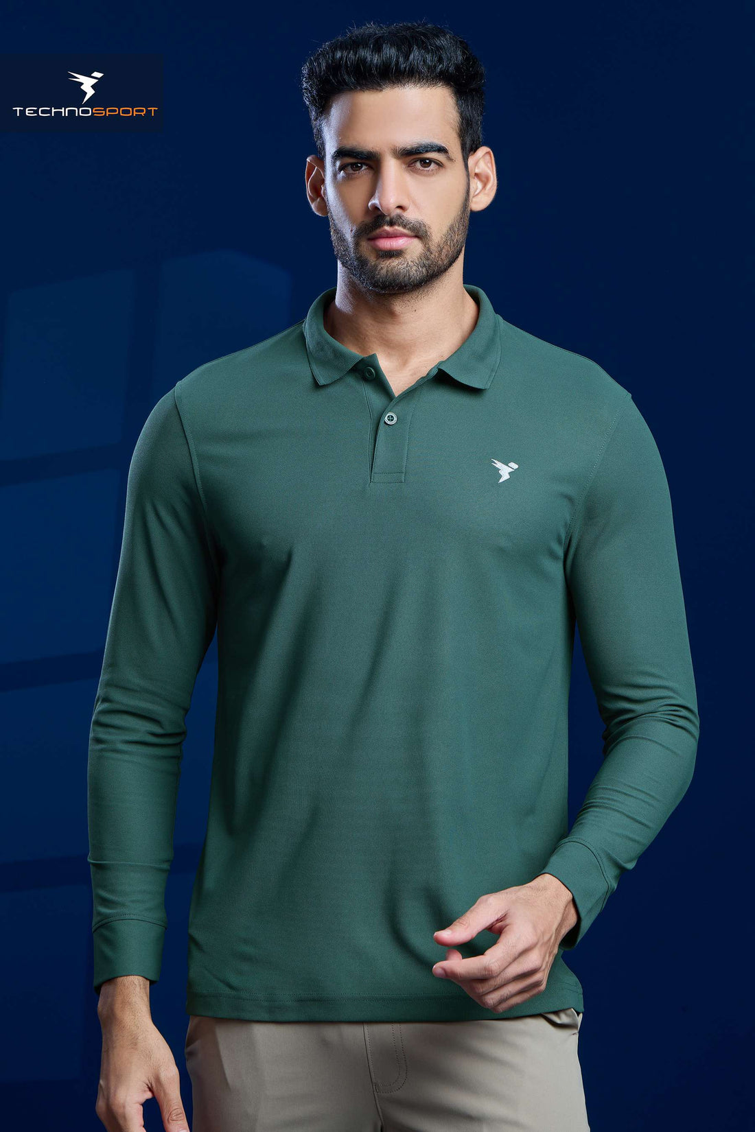 OR37 Men Solid Slim Fit Polo T-shirt with MATPIQ | TREKKING GREEN