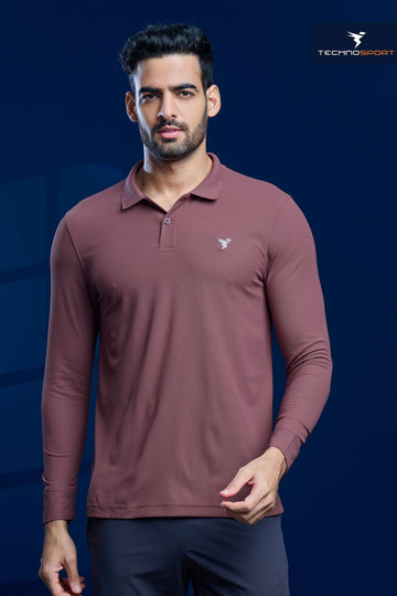 OR37 Men Solid Slim Fit Polo T-shirt with MATPIQ | OX BLOOD RED