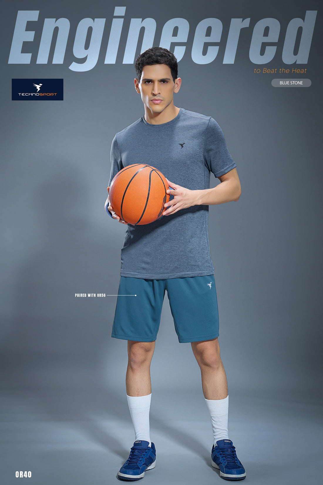 OR40 MENS CREW NECK WITH TECHNOCOOL | BLUE STONE