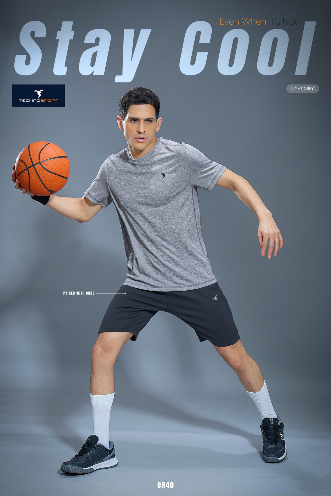 OR40 MENS CREW NECK WITH TECHNOCOOL | LIGHT GREY