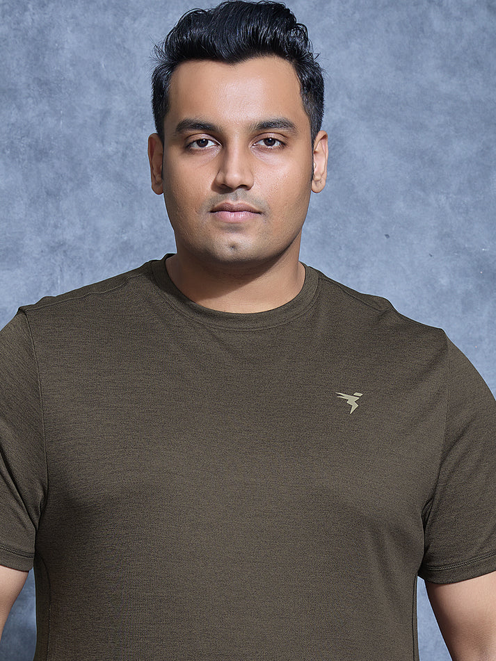 OR40 Men Plus Size Solid Slim Fit Crew Neck T-shirt | BLACK OLIVE