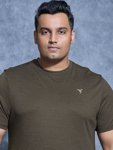 OR40 Men Plus Size Solid Slim Fit Crew Neck T-shirt | BLACK OLIVE