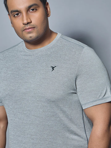 OR40 Men Plus Size Solid Slim Fit Crew Neck T-shirt | LIGHT GREY MELANGE