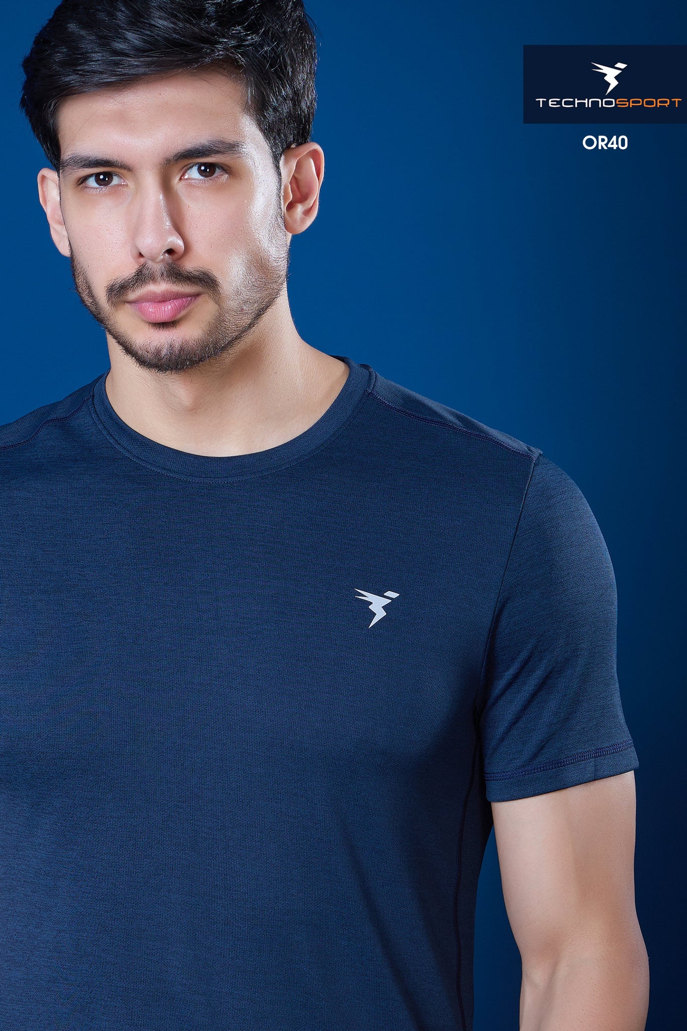 OR40 Men's Melange Crew Neck Slim Fit Half Sleeve T-shirt | DENIM NAVY