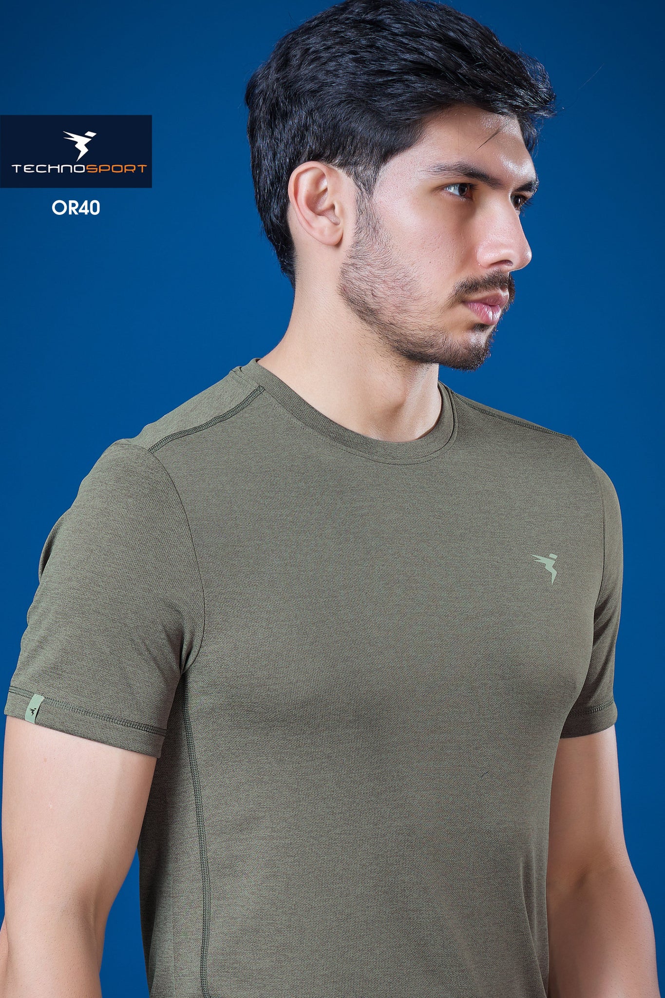 OR40 Men's Melange Crew Neck Slim Fit Half Sleeve T-shirt | STONE GREY MELANGE