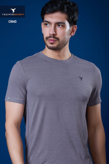 OR40 Men's Melange Crew Neck Slim Fit Half Sleeve T-shirt | LAVENDER
