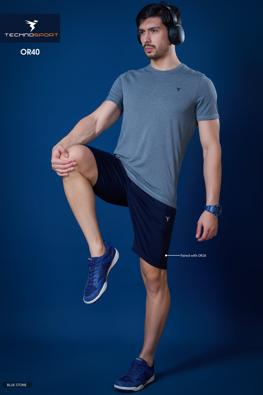 OR40 Men's Melange Crew Neck Slim Fit Half Sleeve T-shirt | SKY BLUE