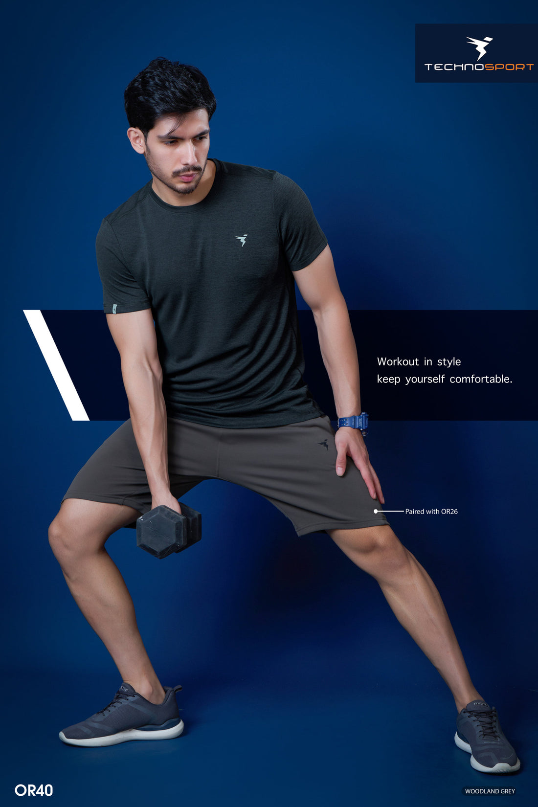 OR40 Men's Melange Crew Neck Slim Fit Half Sleeve T-shirt | DARK GREY