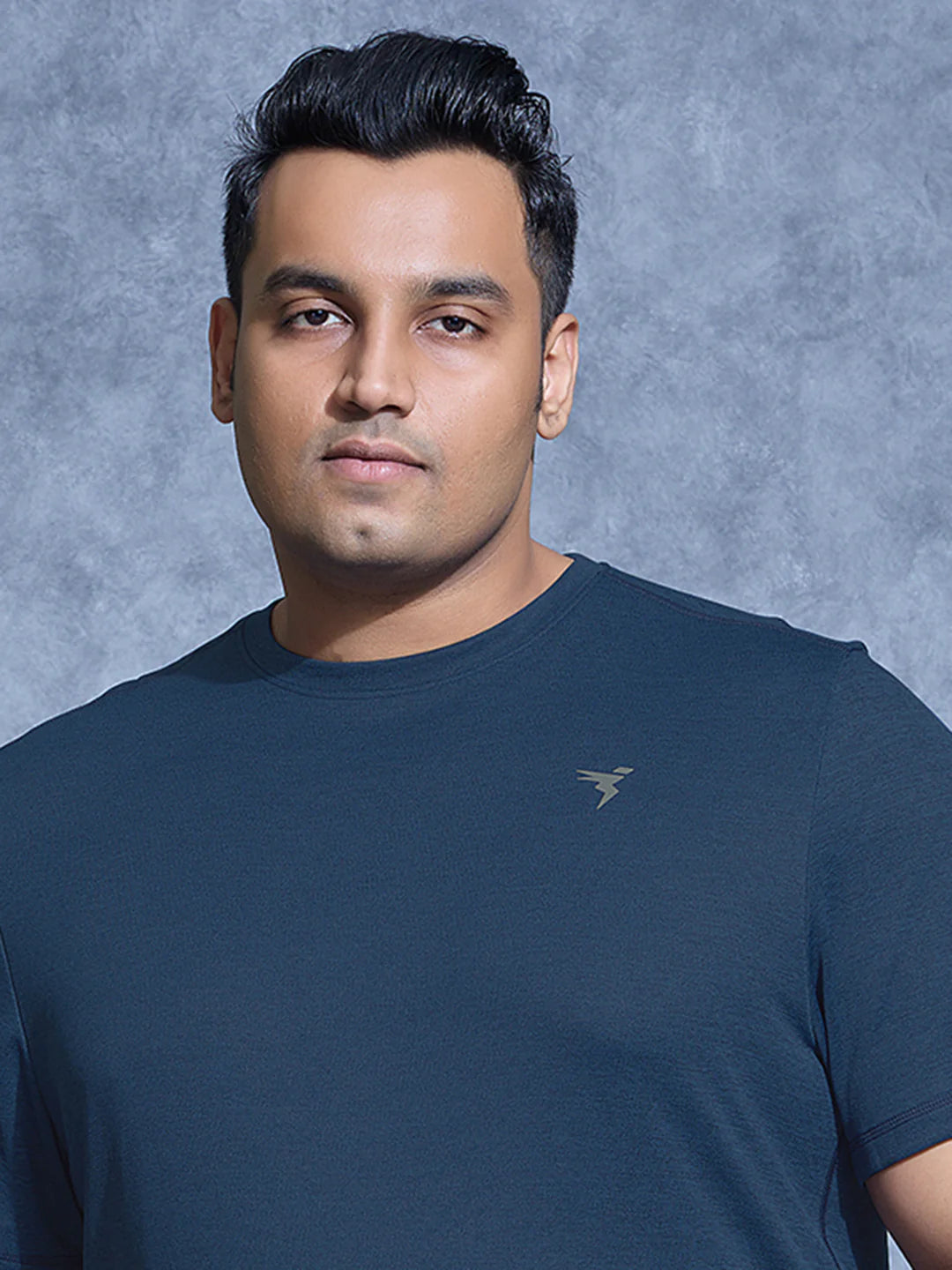 OR40 Men Plus Size Solid Slim Fit Crew Neck T-shirt | NAVY MELANGE