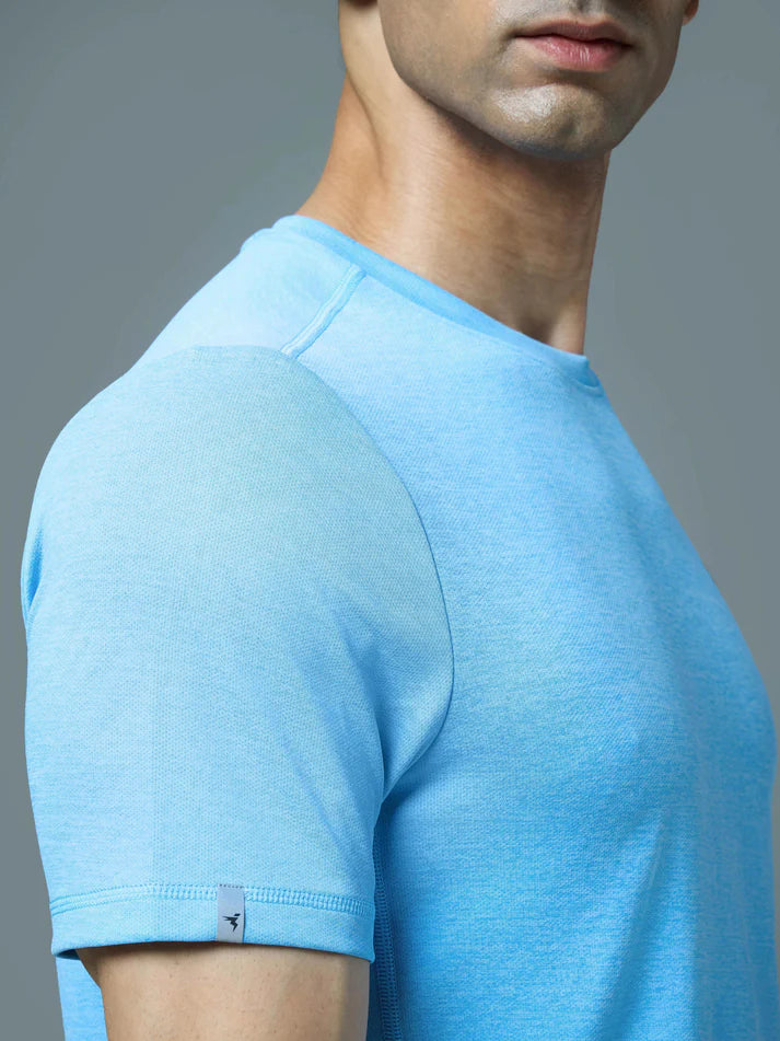 OR40 Men Solid Slim Fit Crew Neck T-shirt with DOUBLE COOL | SCHOOL BLUE