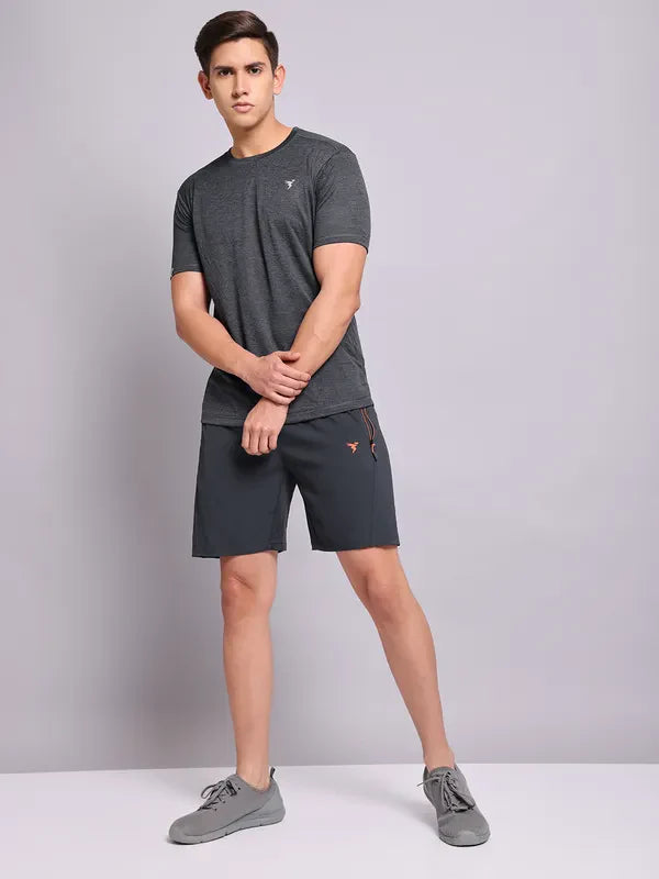 OR40 Men Solid Slim Fit Crew Neck T-shirt with DOUBLE COOL |DARK CARBON GREY