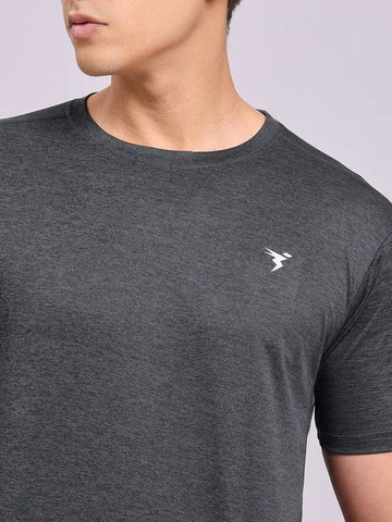 OR40 Men Solid Slim Fit Crew Neck T-shirt with DOUBLE COOL |DARK CARBON GREY